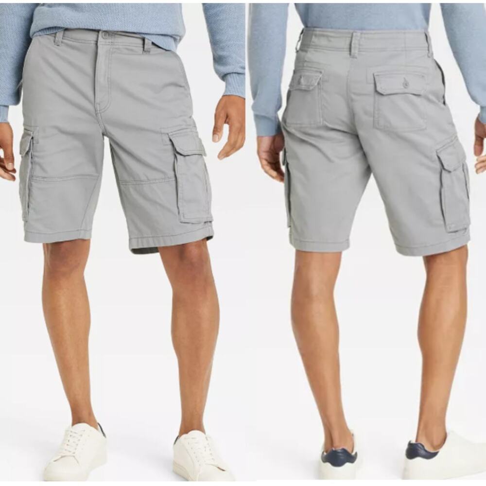 NWT Goodfellow & Co. Cotton‎ Blend Mid-Rise Cargo Short 11" Gray Men's Size 28